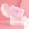 Babybond Anatomical Elephant Silicone Pacifier with Chain, One-Piece Design, Pink, Boilable and BPA-Free