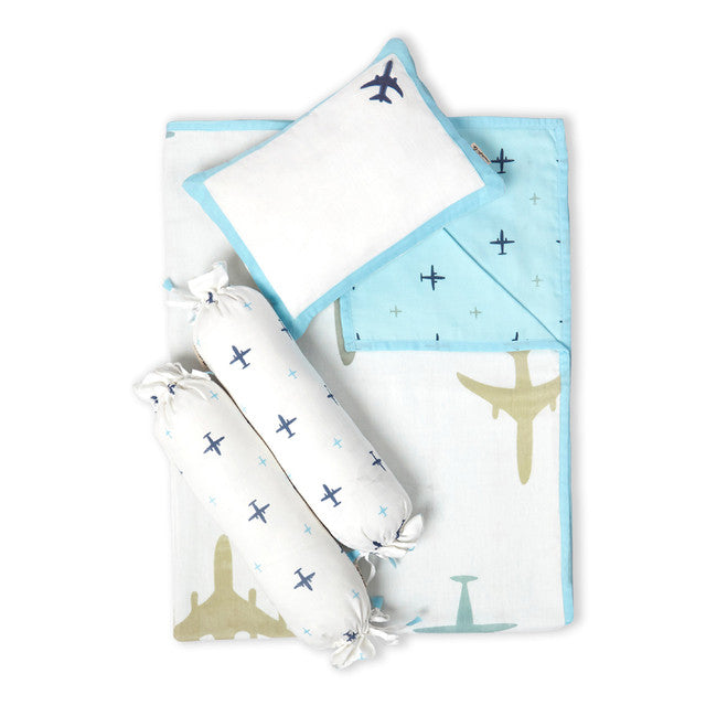 Organic Cotton Mini Kids Cot Set | Blue
