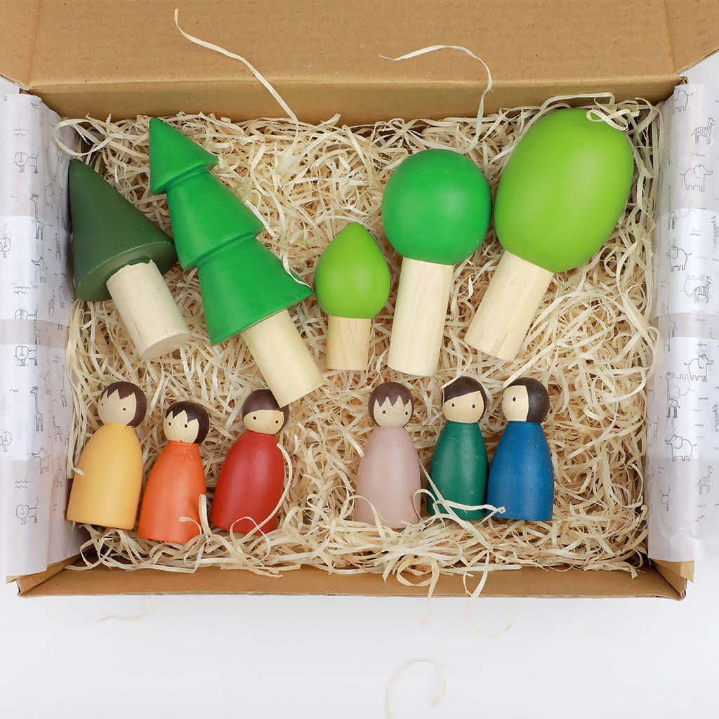 Birch and Bug Wooden Toys for Kids | Peg Dolls | Fun & Creative Learning | Set of 12