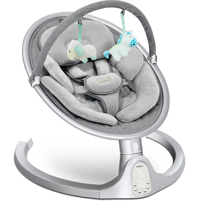 Baby Swing Infant Swing Electric Toddler Baby Rocker Portable for Newborn Boy Girl, 5 Sway Speeds with Remote Control, 10 Preset Melodies and Bluetooth, 0-6 Months Max 20 Lbs