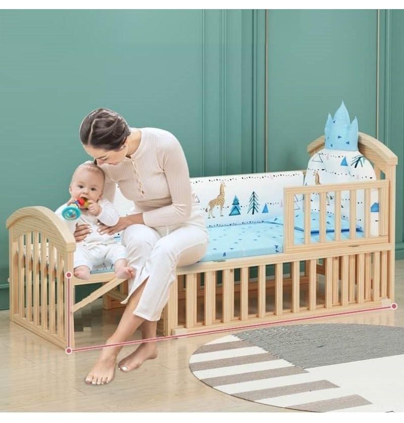 Baby Crib Bed - Pure Pinewood 15 in 1 Rocking Cot