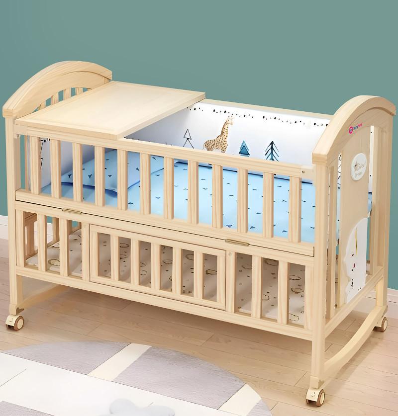 Baby Crib Bed - Pure Pinewood 15 in 1 Rocking Cot