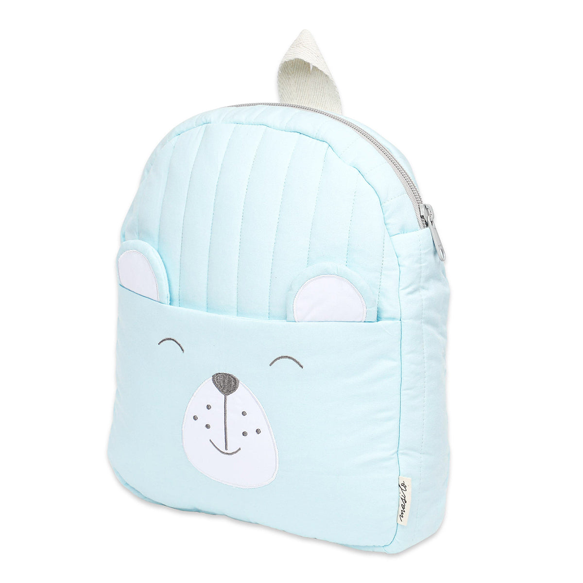 Organic Cotton Kids Backpack | Bear Print | Blue