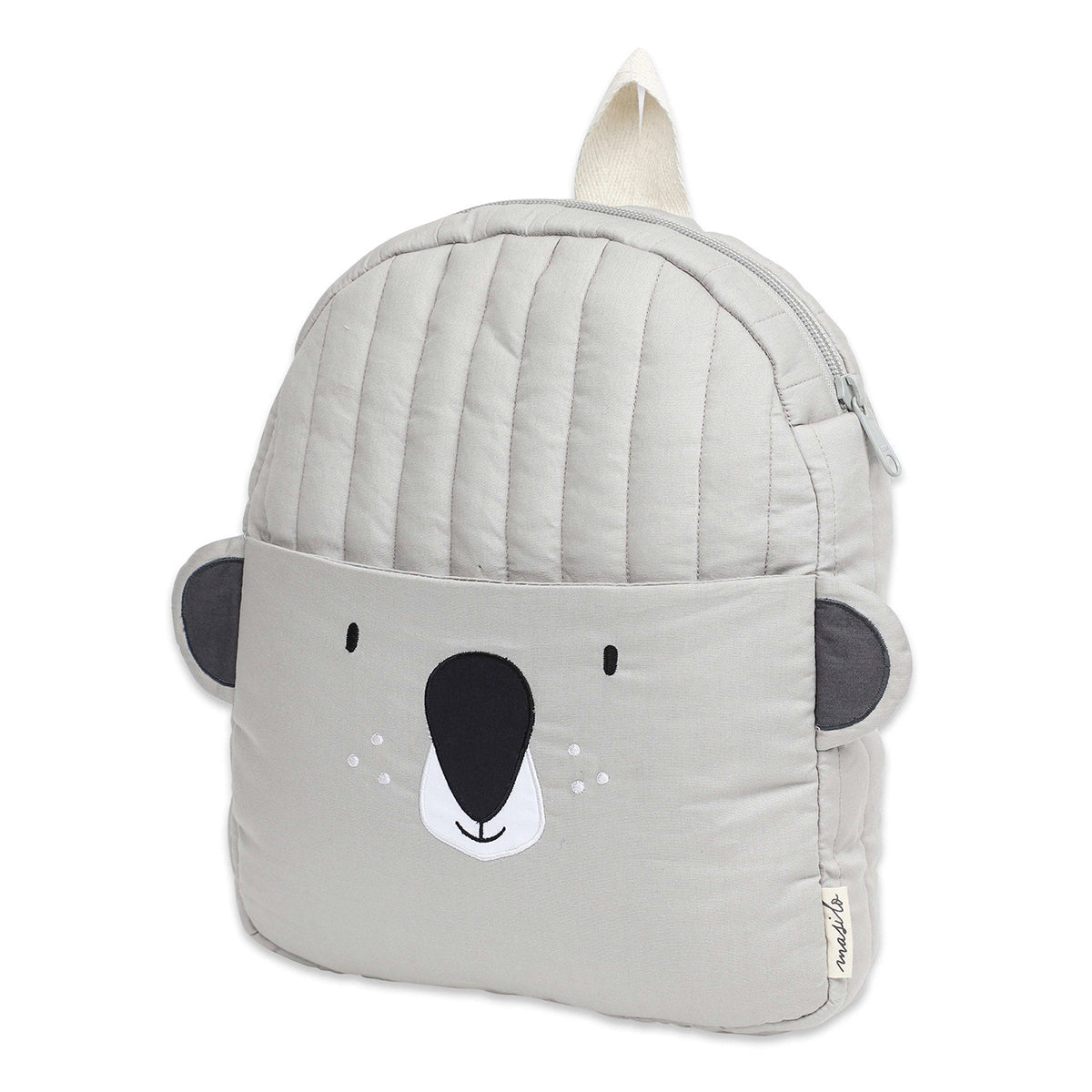 Organic Cotton Kids Backpack | Koala Print | Grey