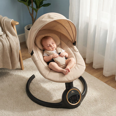 Mothercare Float 4-in-1 Electric Baby Swing With Smart Digital Control Panel, Adjustable Motions and Recline Levels - Beige