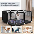 Baby Playpen, Outdoor Play Yard, Portable Play Yard 4-Panel- Baby Foldable Safety Playpen for Infant Toddler, Black