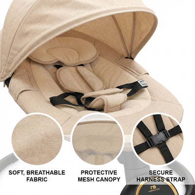Mothercare Float 4-in-1 Electric Baby Swing With Smart Digital Control Panel, Adjustable Motions and Recline Levels - Beige